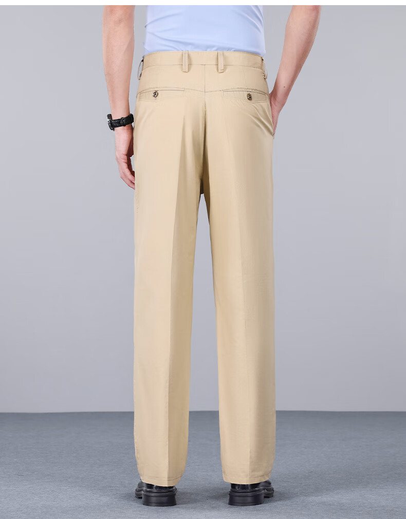 MUSHILANG [100% Pure Cotton] Men's Dress Pants, Autumn And Winter Thick Style, Wrinkle-Resistant, No-Iron, Large Size, Solid Color, Middle-Aged Business Casual Pants for Me 12