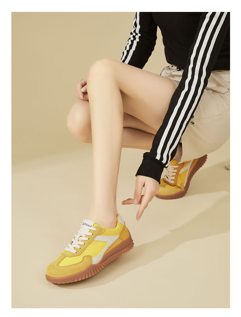 DAPHNE Yellow Dexun Shoes for Women, Fashionable Soft-Soled Comfortable Lightweight Sneakers, Low-Top Casual Women's Shoes, Yellow, Size 38 5