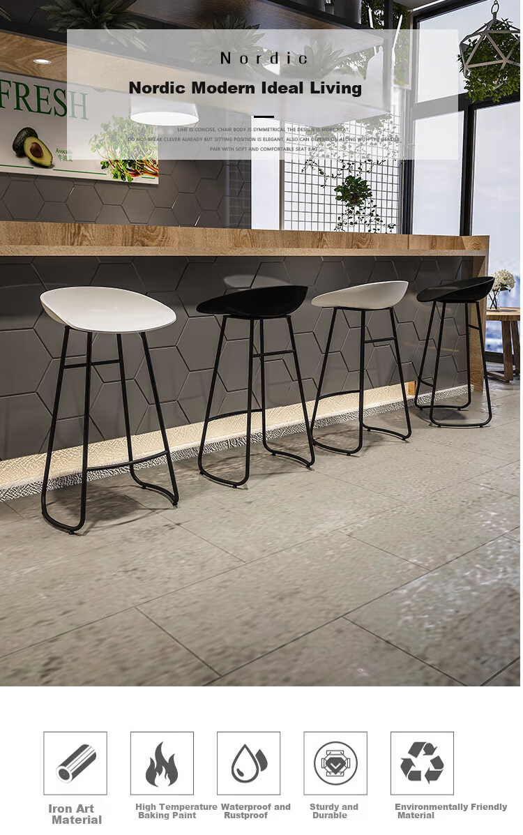 TANGJI Bar Stool, Modern Minimalist High Chair, Bar Stool for Phone 4S Store Exhibitions, Tall Bar Chair, Wrought Iron Home Bar Stool 2