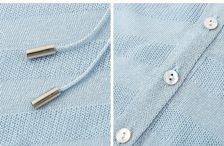 Dme [Containing SPA-Grade Tencel Linen], Spring And Autumn Salt-Style Lightweight Hooded Striped Textured Jacquard Fleece-Lined Women's Jacket 12