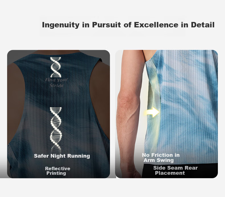 Flipbelt [Chromosome Vest 2.0] Men's Sports Quick-Dry Shirt Breathable Lightweight Marathon Running Element Blue L 7