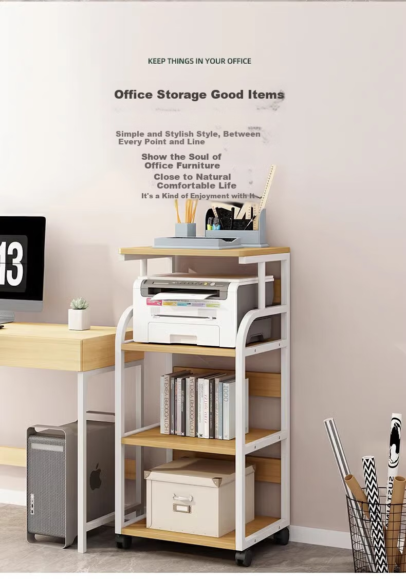 FENJIEXIAN Storage Rack, Printer Organizer Shelf, Floor-Standing Storage Rack, Movable Multi-Layer Storage Shelf, Simple Multi-Tier Organizer 1