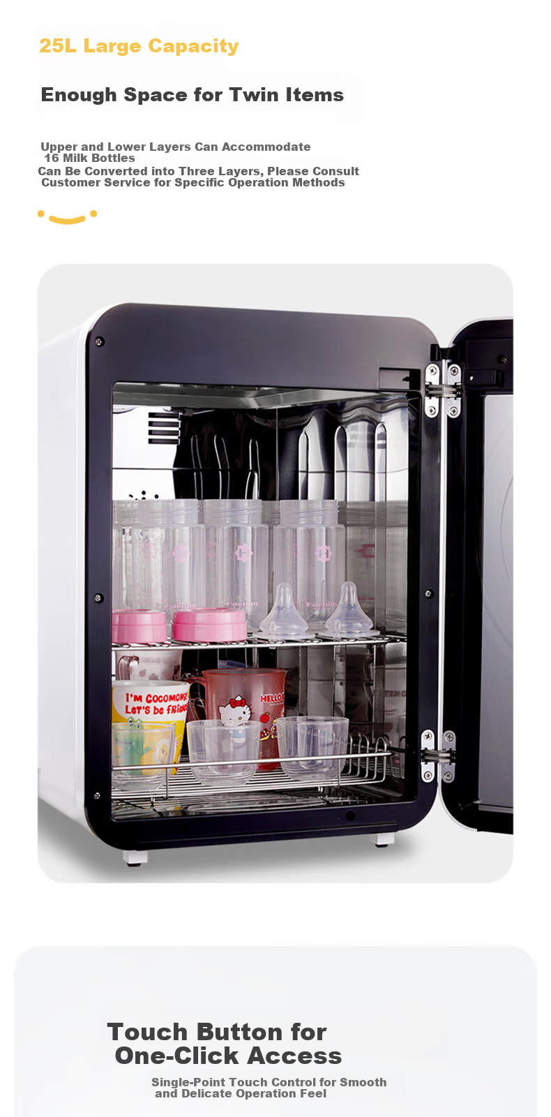 SMARTcare Baby UV Bottle Sterilizer with Drying Function, Four Series Mercury-Free Lamp Beads, Imported Sterilization Cabinet, 25L Silver 13