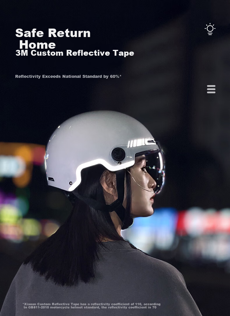Xiaoan Electric Bicycle Helmet, 3C Certified, Summer Unisex Motorcycle Riding Half Helmet, Suitable for Electric Scooters And All Seasons, Safety Helmet, Pearl White 0811M, Head Circumference 54-58CM 8