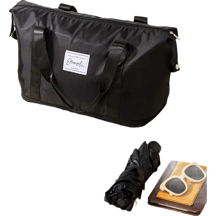 Etravel Large Capacity Expandable Travel Bag for Men And Women, Compatible with Suitcase Luggage, Storage Bag for Business Trips, Handheld Luggage Bag, Black