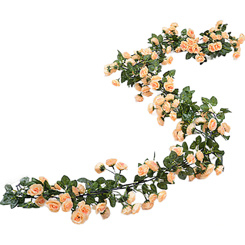Shengshi Taibao Artificial Rose Plastic Flower Vine Decorative Fake Flower Green Plant Decoration Air Conditioning Pipe Arrangement 69-Head Champagne Color