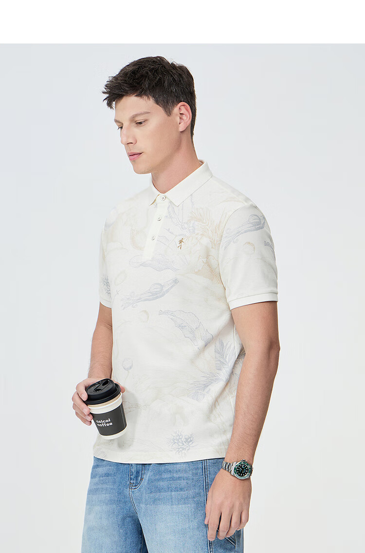 DANCING WOLVES [Bingyangba] 7A Antibacterial All-Over Cool Short-Sleeve Men's Polo Shirt, Light Blue, 3XL(190), 113 8