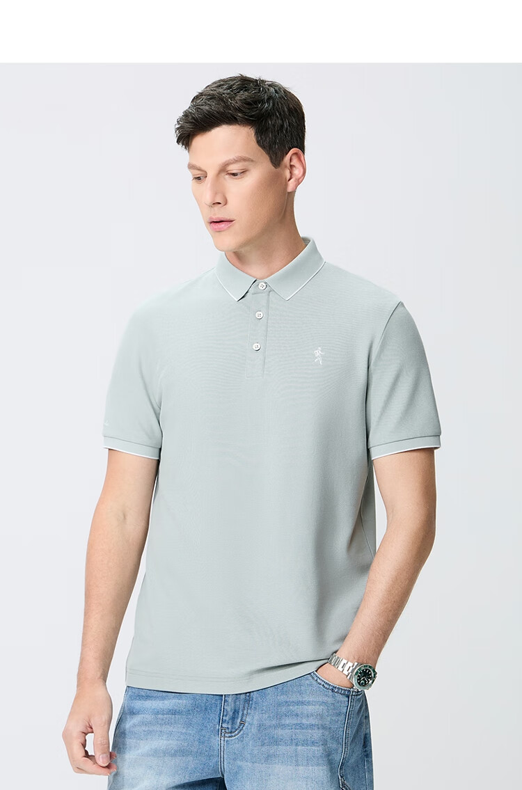 DANCING WOLVES [7A Antibacterial 2A Anti-Mite] Cool And Shape-Retaining Collar Breathable Men's Short Sleeve POLO, 102 Navy Blue, 2XL(185) 19