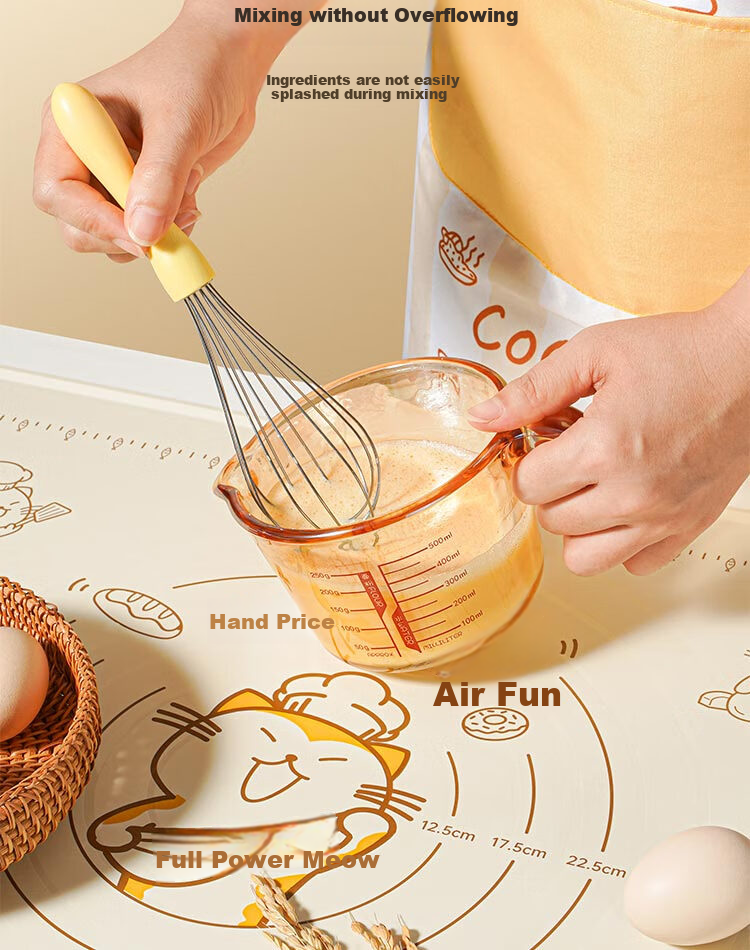 Mohuanchufang Glass Measuring Cup with Scale, Heat-Resistant Rice Washing Tool, Food-Grade Baking Filter, Egg Liquid Container, Home Breakfast Milk Cup 12