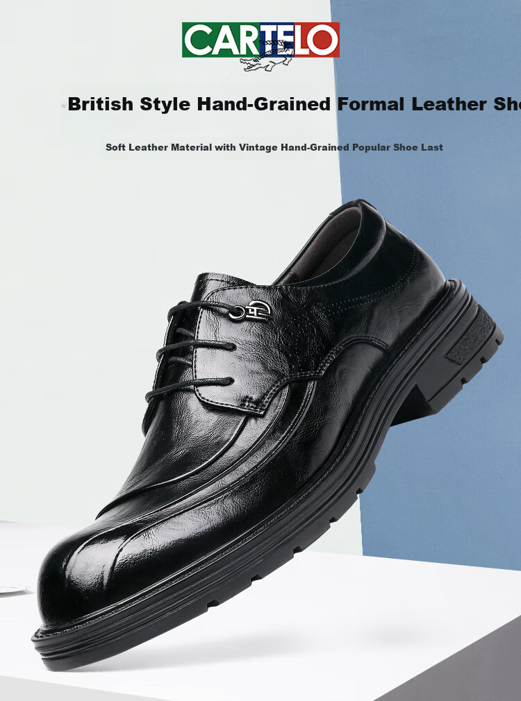 CARTELO British Men's Leather Shoes, Thick-Soled Heightening Business Casual Shoes, Round Toe Soft Cowhide Shoes for Men, 9891 Brown, Size 40 1