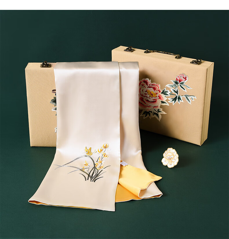 Hangsifu Suzhou Silk Scarf, Autumn And Winter Warm Neck Protection Shawl for Women, Mulberry Silk Wrap, Outer Layer, Birthday Gift for Mom 10