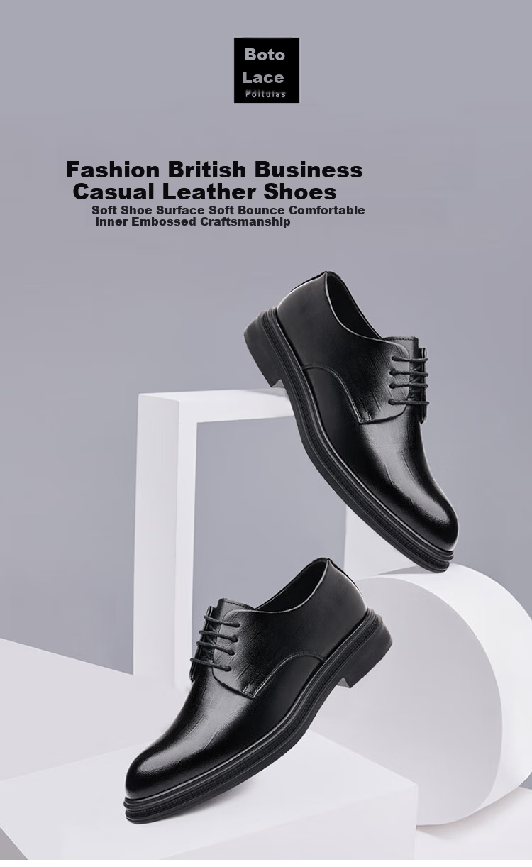 Poitulas Men's Lace-Up Business Casual Formal Shoes, British Derby Wear-Resistant Wedding Shoes for Men, 9116 Black, Size 43 1