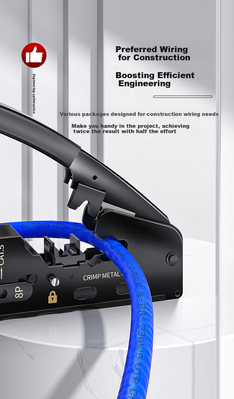 AMPCOM Flagship AMPCOM Category 7 Cable Crimper, Through-Penetrating Swallow-Tail Clip, Cat5e/6/7 Shielded RJ45 Connector Crimping Pliers, 4-In Wire Stripper/cutter/breaker AR728YE 18