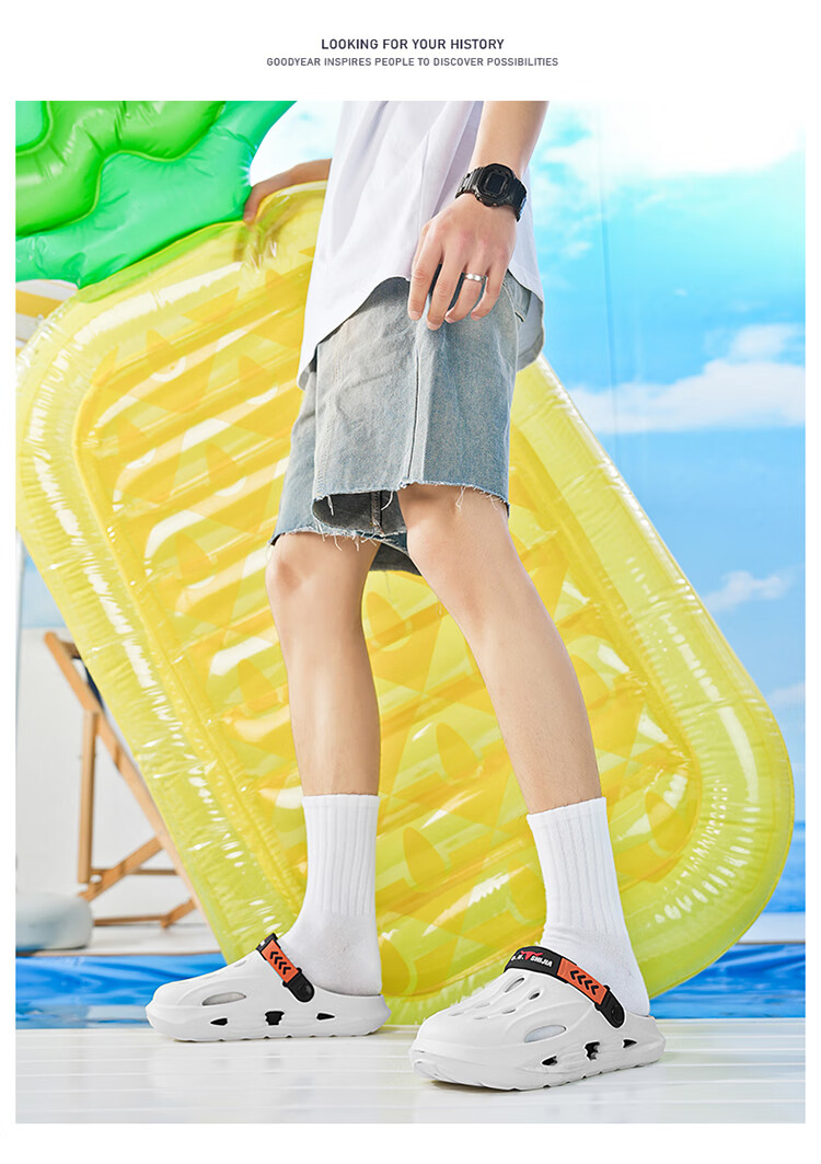 Bull Family Men's Summer New Casual Breathable Beach Shoes Thick Sole Dual-Use Clog Slippers with Soft Cushioning 18