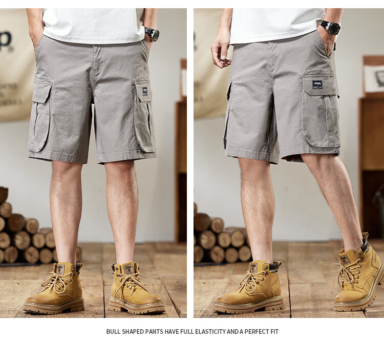 JEEP Men's Cargo Shorts, Five-Point Casual Style, Summer 2026 Thin Version, Loose Straight-Leg High-Quality Breathable Mid-Length Pants for Me 7