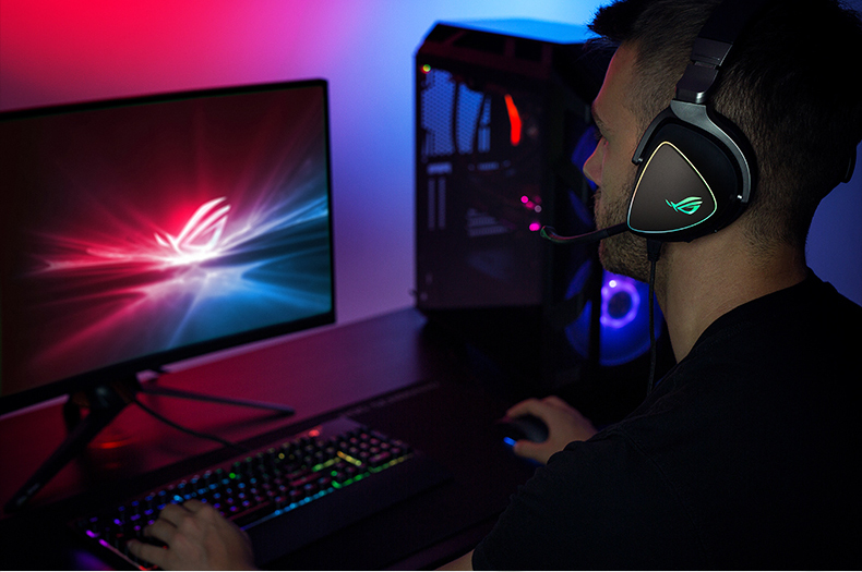 ROG Spherical Gaming Headset Over-Ear Headphones with 7.1 Surround Sound, Wired No-Lag USB/Type-C Switch Headphones, AI Noise-Cancelling Microphone, Compatible with Tri-Band Actio 28