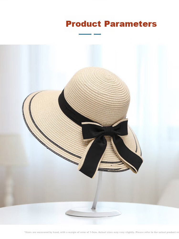 GLO-STORY Women's Sun Hat, Straw Hat for Outdoor Travel, UV Protection, Wide Brim Beach Hat with Bow, WMZ824169 6