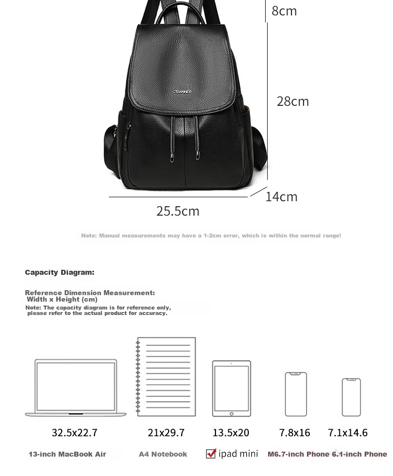 C.BANNER Leather Backpack for Women, Large Capacity Travel Bag, School Bag, Light Luxury Birthday Mother's Day Gift, Practical Present for Mom 5