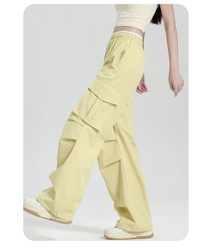 Free Style Women's Cargo Pants Summer Thin 2026 New High Waist Slim Drawstring Jogger Paratrooper Wide Leg Hiking Casual Pants 28