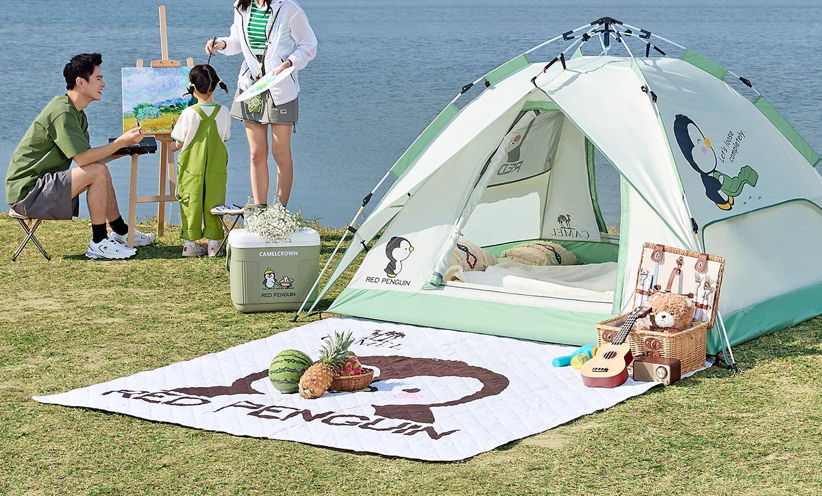 CAMEL Outdoor Penguin Tent, Portable Folding Tent, Automatic Quick-Open, Rainproof, Sun-Resistant, Thickened, for Wilderness Camping B004 25