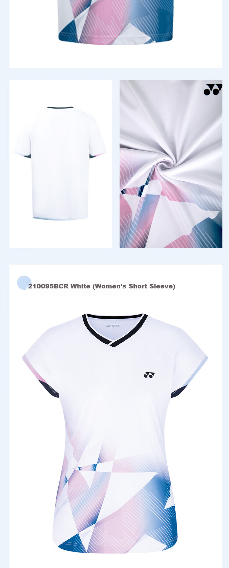 YONEX Badminton Shirt, Competition And Training Wear, Sweat-Absorbing And Breathable, Women's Sports T-Shirt, 210095BCR, White, Size O 3