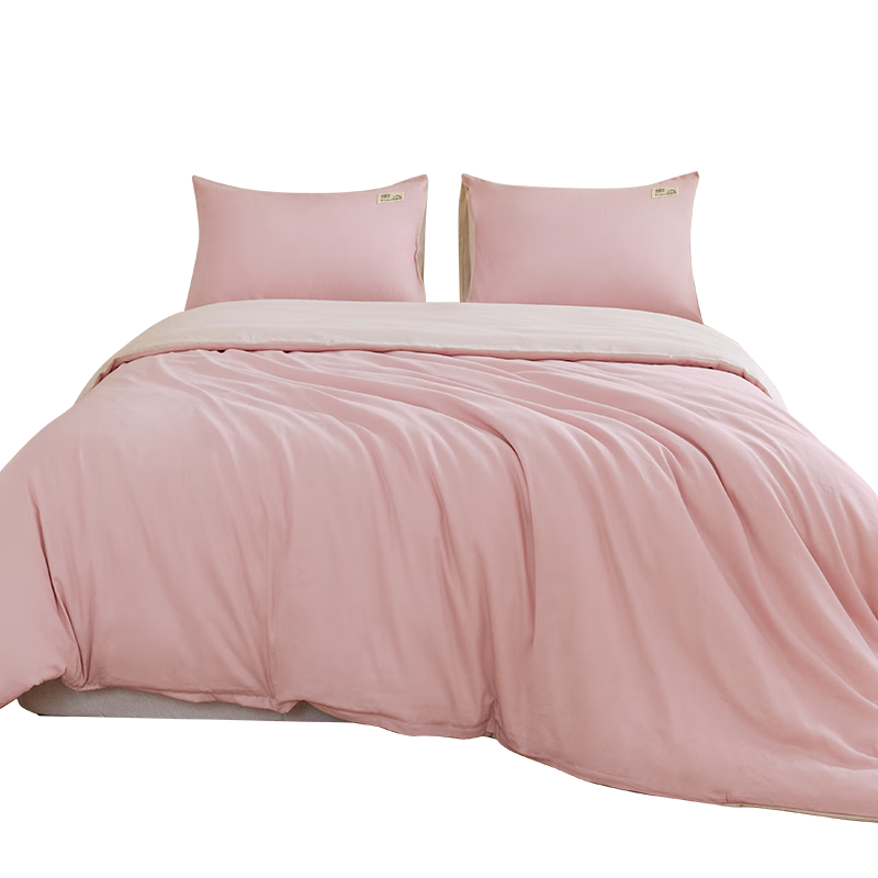 Hengyuanxiang Pure Cotton Three-Piece Set, Class A Antibacterial, 100% Pure Cotton Bed Sheet, Duvet Cover, Pillowcase, Bedding Set, Light Pink (Duvet Cover 150*200cm)