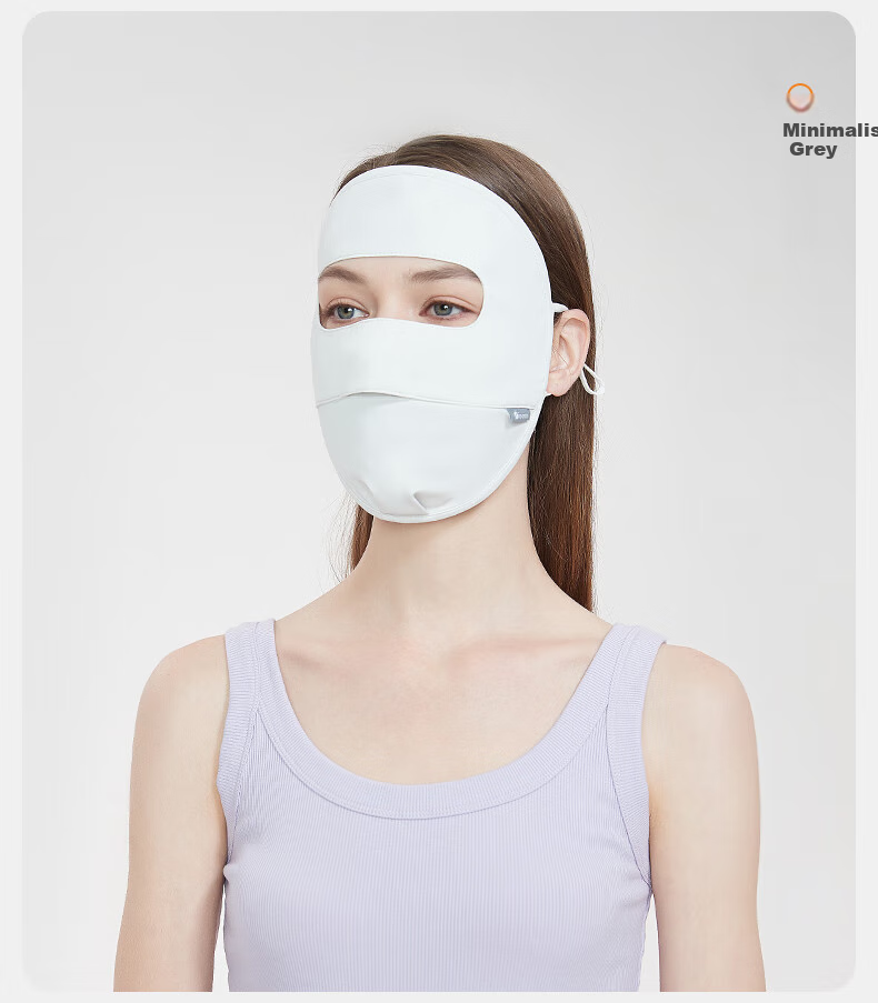 UV100 Sun Protection Face Mask, Spring And Summer Unisex UV-Resistant Sports Cycling Breathable Full Face Mask, 23501 Minimalist Gray 22