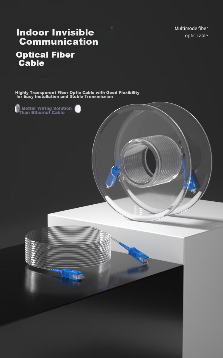 BOSENDE Invisible Fiber Optic Cable, Indoor Transparent Fiber Optic Patch Cord, Hidden Fiber Optic Entry Line, Optical Modem Extension Cable, Single-Mode Single-Core SC, 20 Meters, BSD-YXGX 1