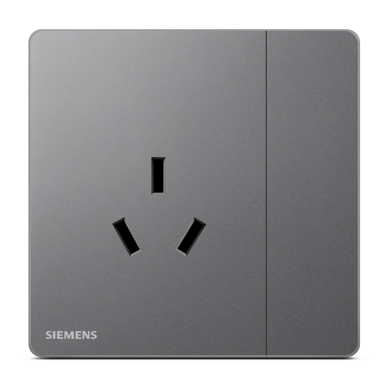 SIEMENS Socket Panel with Switch, 16A Three-Hole Outlet, Suitable for Wall-Mounted Air Conditioners, Yucixing Night Gray 5UB40533NC06