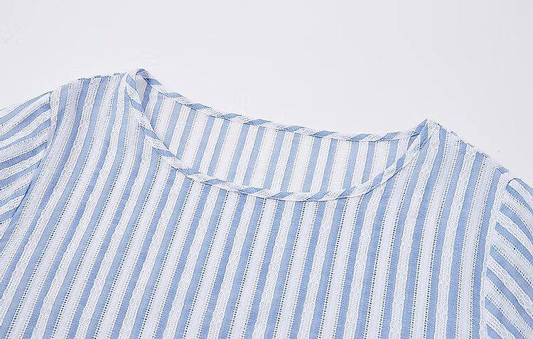 Dme [Pure Cotton Story] Spring Simple Style Hollow Striped Shirt, Artistic Comfortable Concealing Blouse, Women's Top 6