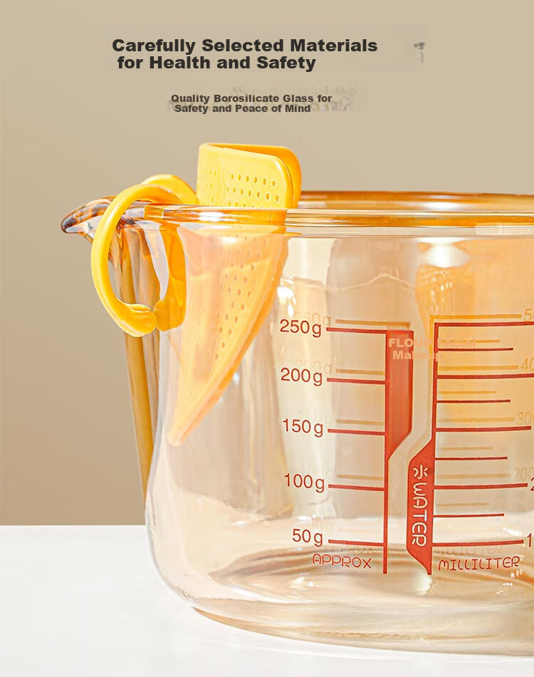 Mohuanchufang Glass Measuring Cup with Scale, Heat-Resistant Rice Washing Tool, Food-Grade Baking Filter, Egg Liquid Container, Home Breakfast Milk Cup 20