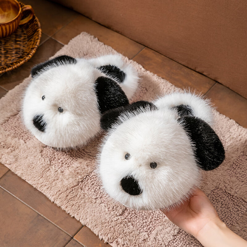 Daxixiansen Feifei Autumn And Winter Cotton Slippers for Women, Indoor Plush Slippers, Warm Home Use Thick-Soled Cute Slippers