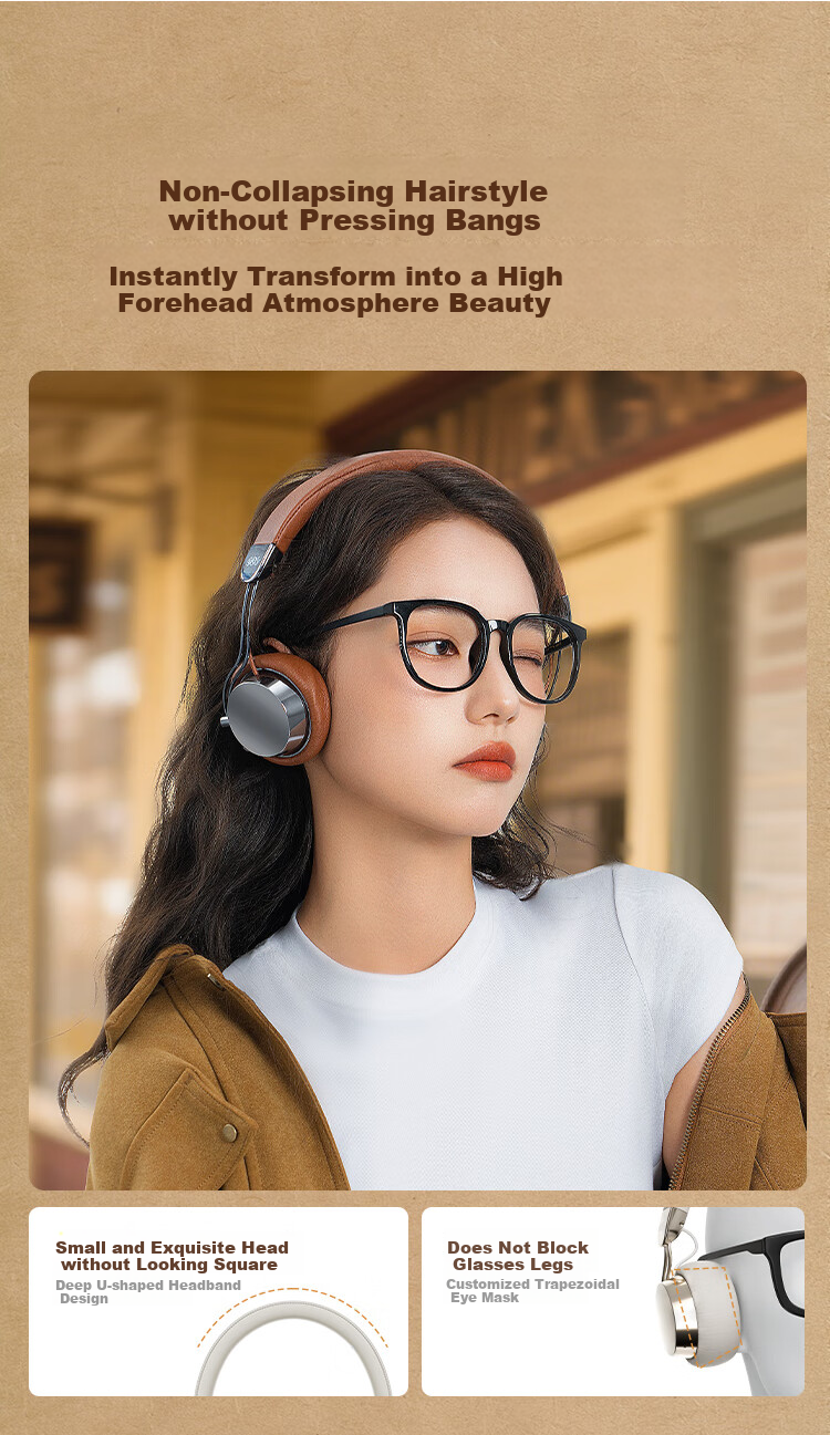 QCY Era 7 Retro Wireless Bluetooth Headphones, Celebrity-Style Fashion Digital Headwear, Milkshake White 5