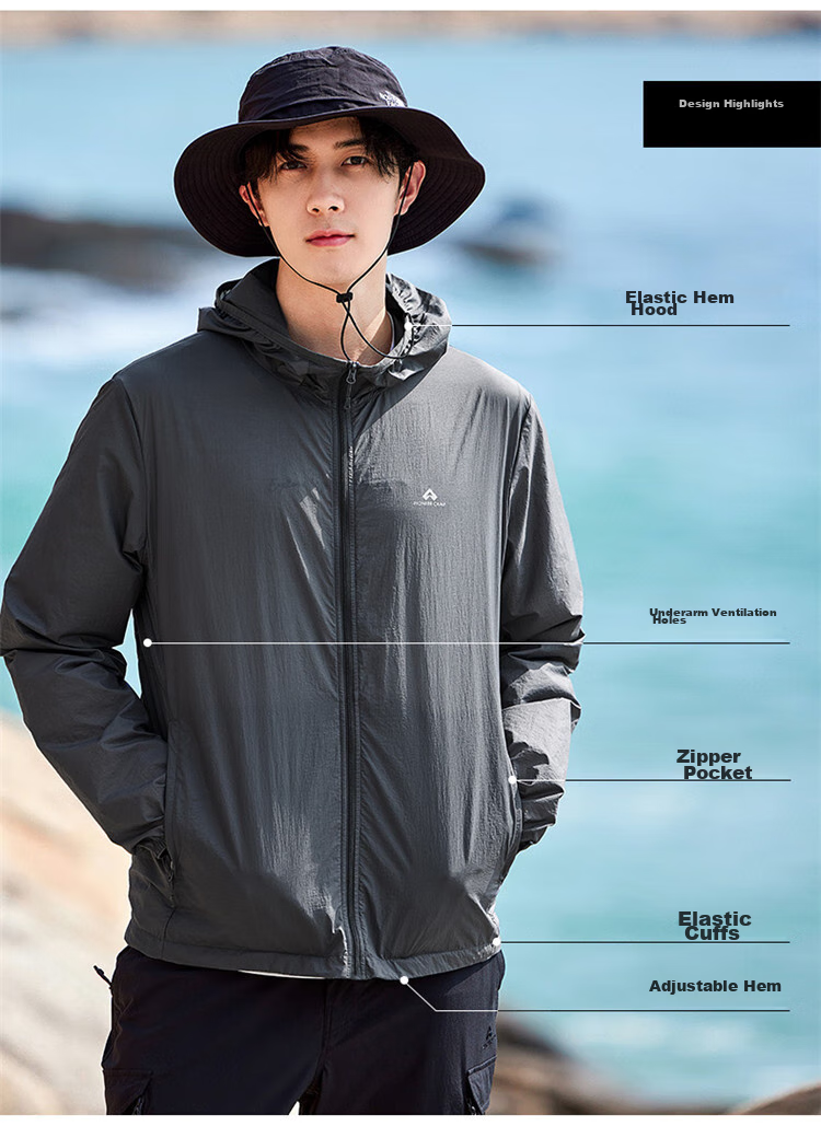 Pioneer Camp Sun Protection Clothing for Men, New Summer Outdoor UV-Resistant Sunscreen Jacket, Lightweight Breathable Skin Coat, Men's Fishing Outerwear 10