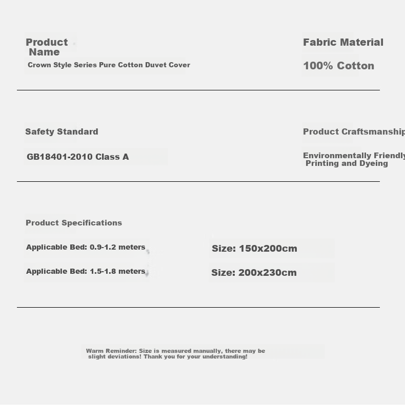 CROWN Pure Cotton Duvet Cover, 150x200cm, Single Piece, 100% Cotton, Class A, Student Dormitory Single Bed Cover, Fits 0.9/1.2 Meter Bed 9
