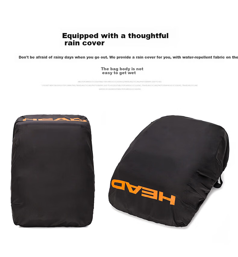 HEAD Backpack for Men And Women, 15.6-Inch Laptop Bag, Cool And Stylish Schoolbag with Large Capacity, Water-Resistant Cycling Backpack 16