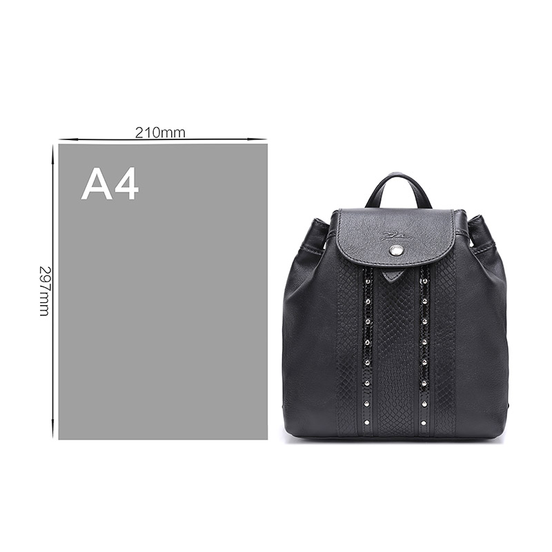 longchamp 珑骧 2019新品 女士le pliage cuir系列黑色羊皮迷你双肩包