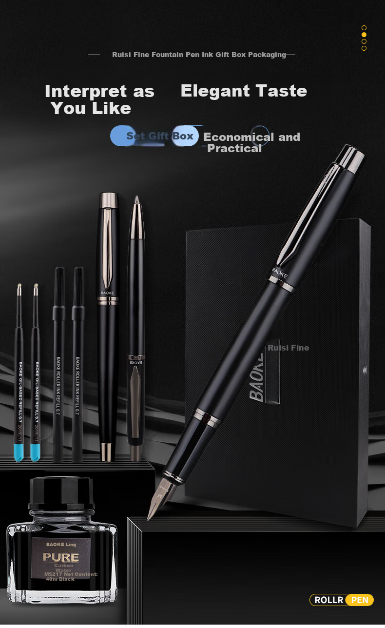 BAOKE T18 Millennium Gift Box Set, Fountain Pen/ballpoint Pen Two-In Business Office Signing Pen Daily Writing Pen, Holiday Gift, Twilight Gray 1