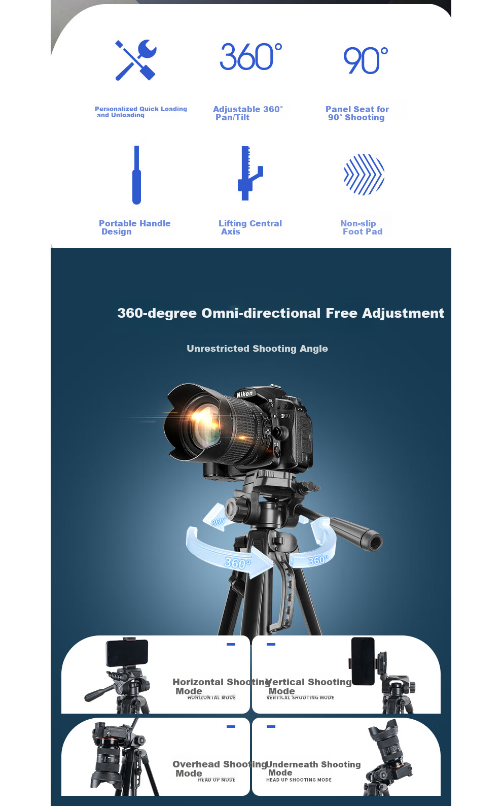Weifeng WT-3540N Digital Camera/Mirrorless And DSLR Tripod, Aluminum Alloy Lightweight Tripod for Photography, Videography, Selfie, Live Streaming, Outdoor Use, Projector Floor Stand 2
