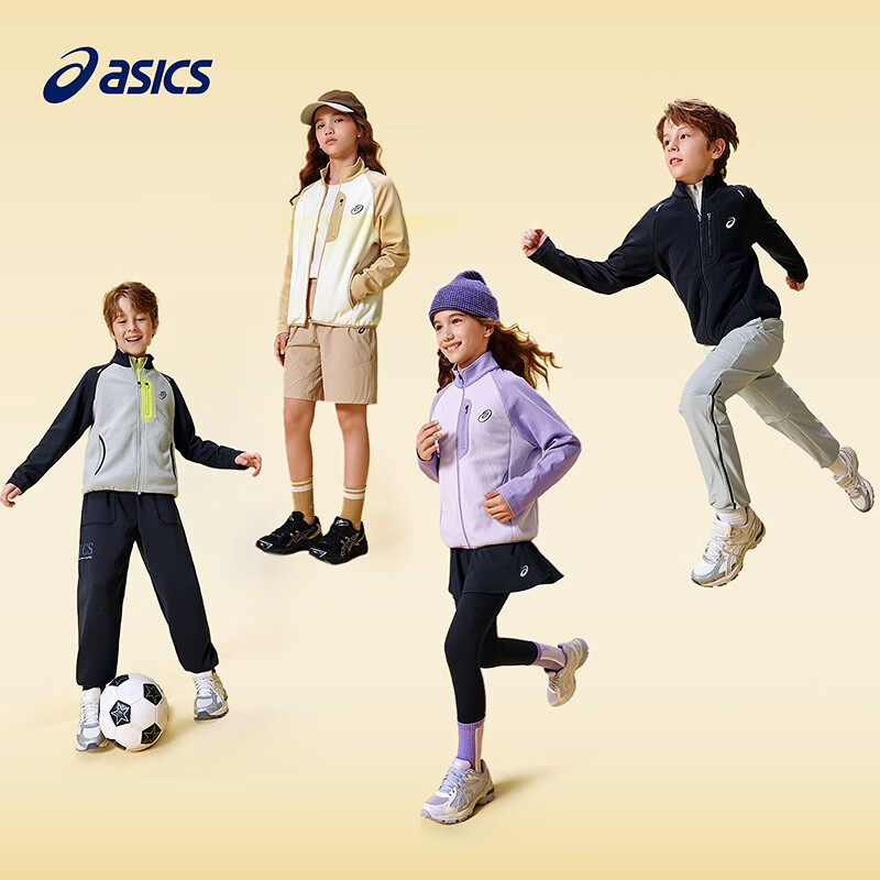 ASICS Kids 25 Years Anti-Static Fleece Long Sleeve Raglan Sleeve Sports Jacket for Older Children