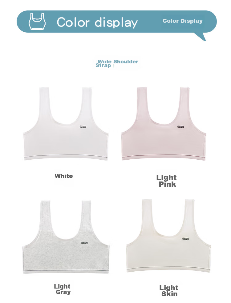 YUZHAOLIN Girls' Underwear for Puberty, First Stage for Elementary School Students Aged 8-12, Anti-Nipple Girls' Children's Camisole 19
