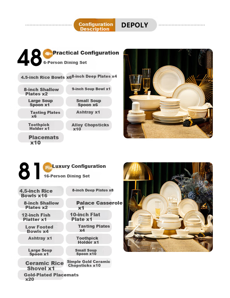 KANGQIN Ceramic Minimalist Luxury Bowl And Plate Set, Home Dining Tableware, Ceramic Bowls And Plates with Chopsticks, 81 Pieces, Upgraded Soup Pot Gift Box 19