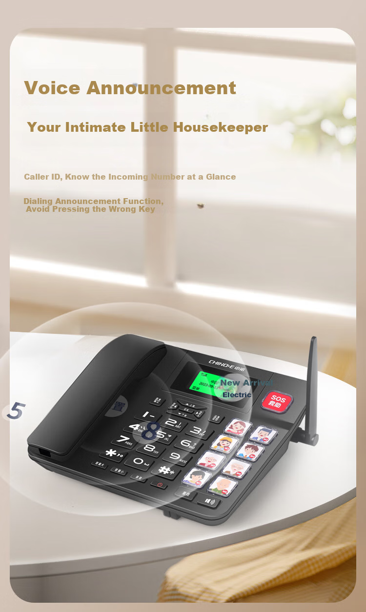 CHINO-E 4G All-Network SIM Card Telephone, Wireless Landline Phone for Home Use, Elderly-Friendly, Compatible with China Mobile, China Unicom, China Telecom, And Cable TV Networks, 4G/5G Mobile Phone Card, Fixed-Line Telephone W699 White 4