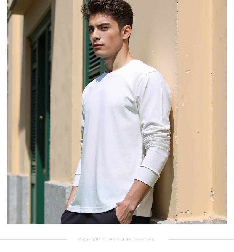 ROMON Men's Spring and Autumn Cotton Loose Long Sleeve Casual Fashion Pullover Sweatshirt 7