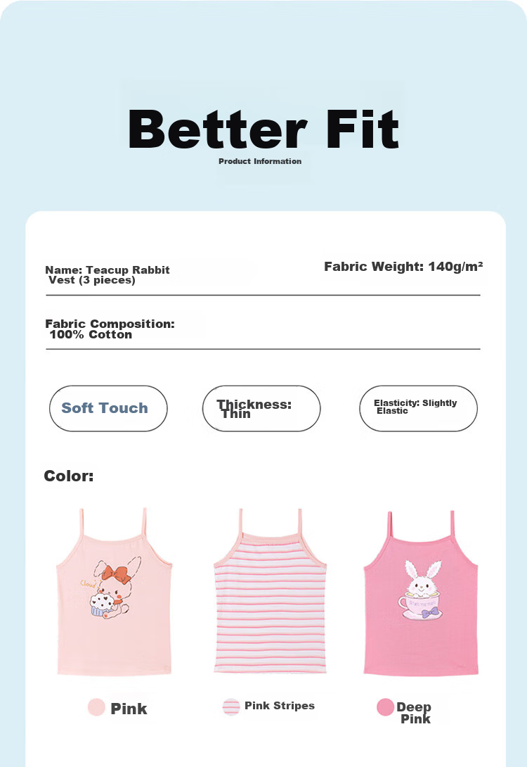 Dingguagua Girls' Cotton Vest, Class A Children's Underwear, Inner Wear Undershirt, Girls' Camisole Undershirt, 6416 150 8