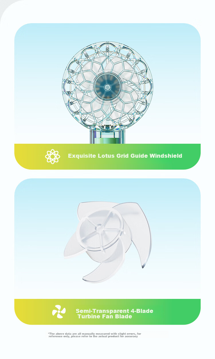 Newmine Handheld Mini Fan, Portable Mini Fan with 13-Hour Long Battery Life, Quiet Operation, Colorful Light, Desktop Cooling Fan, Dazzling Blue And Cya 8