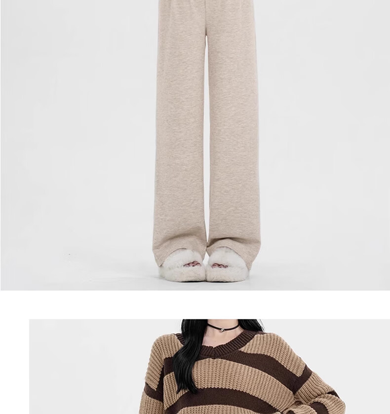 Sidoo Maternity Pants Spring Autumn Wide Leg Pants Non-Belly Support Fleece Lined Plus Size XL Oatmeal 18