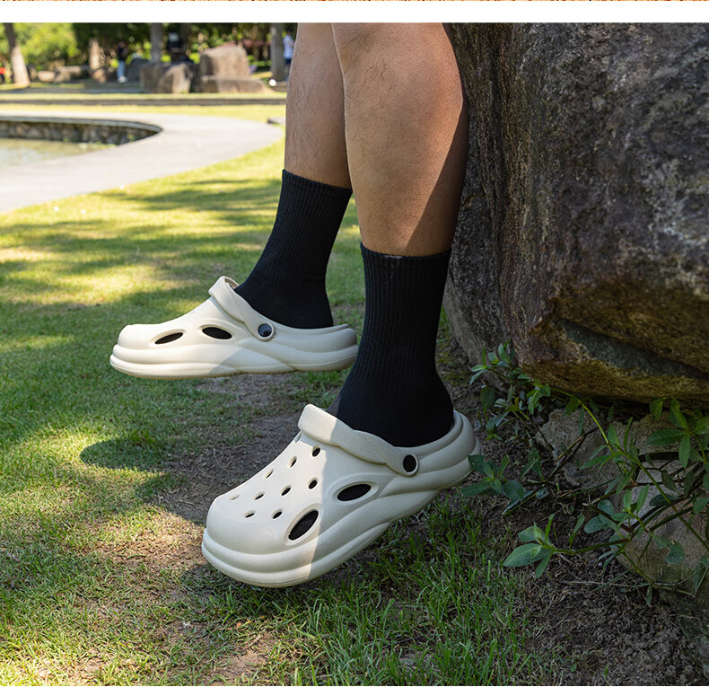 MINISO Men's Summer Outdoor Anti-Slip Thick Sole Sandals Odor-Resistant Beach Closed-Toe Slippers Couple Khaki Size 40-41 11