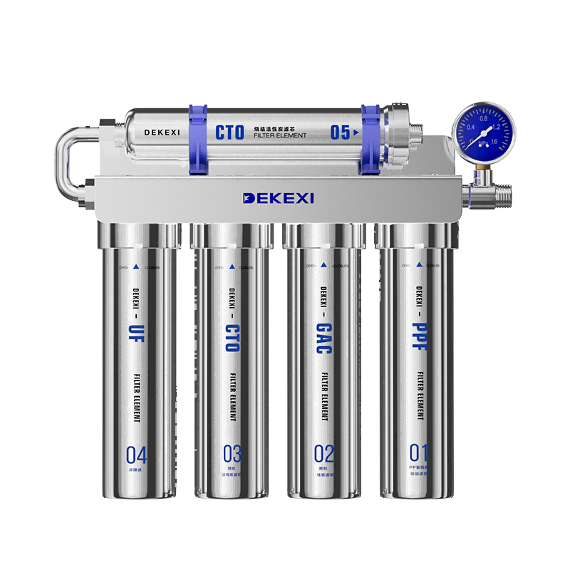 DEKEXI German Water Purifier for Home Kitchen, Pre-Filter for Tap Water, Ultrafiltration Water Purification System, Stainless Steel Water Filtration Device, Faucet