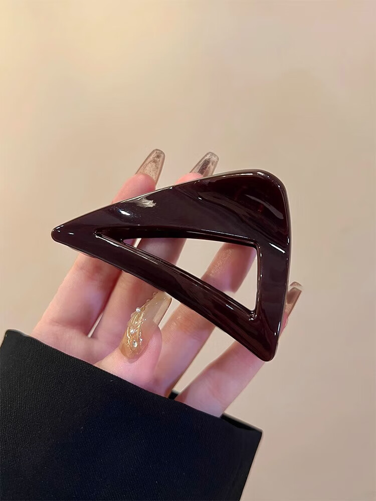 MKING PRETTY Chocolate Brown Triangular Claw Clip Shark Clip for Women, 2025 New Style Elegant Summer Hair Clip, Back of Head Clip, Hair Accessory 7
